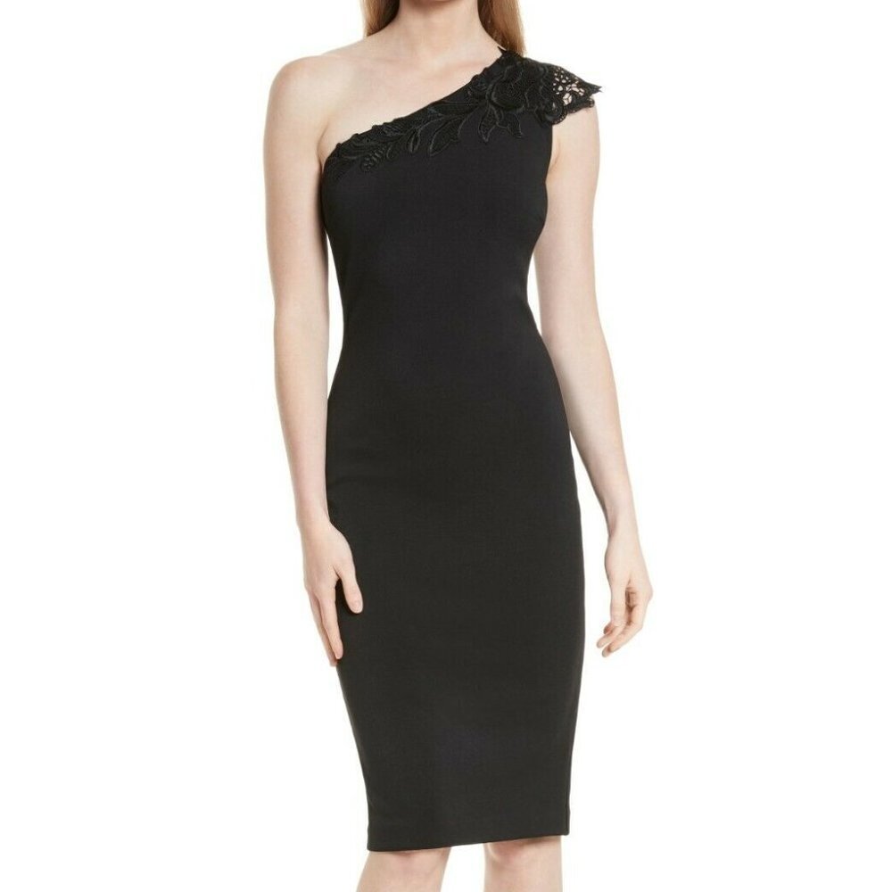 Ted Baker Black Jalis One-Shoulder Lace Dress
